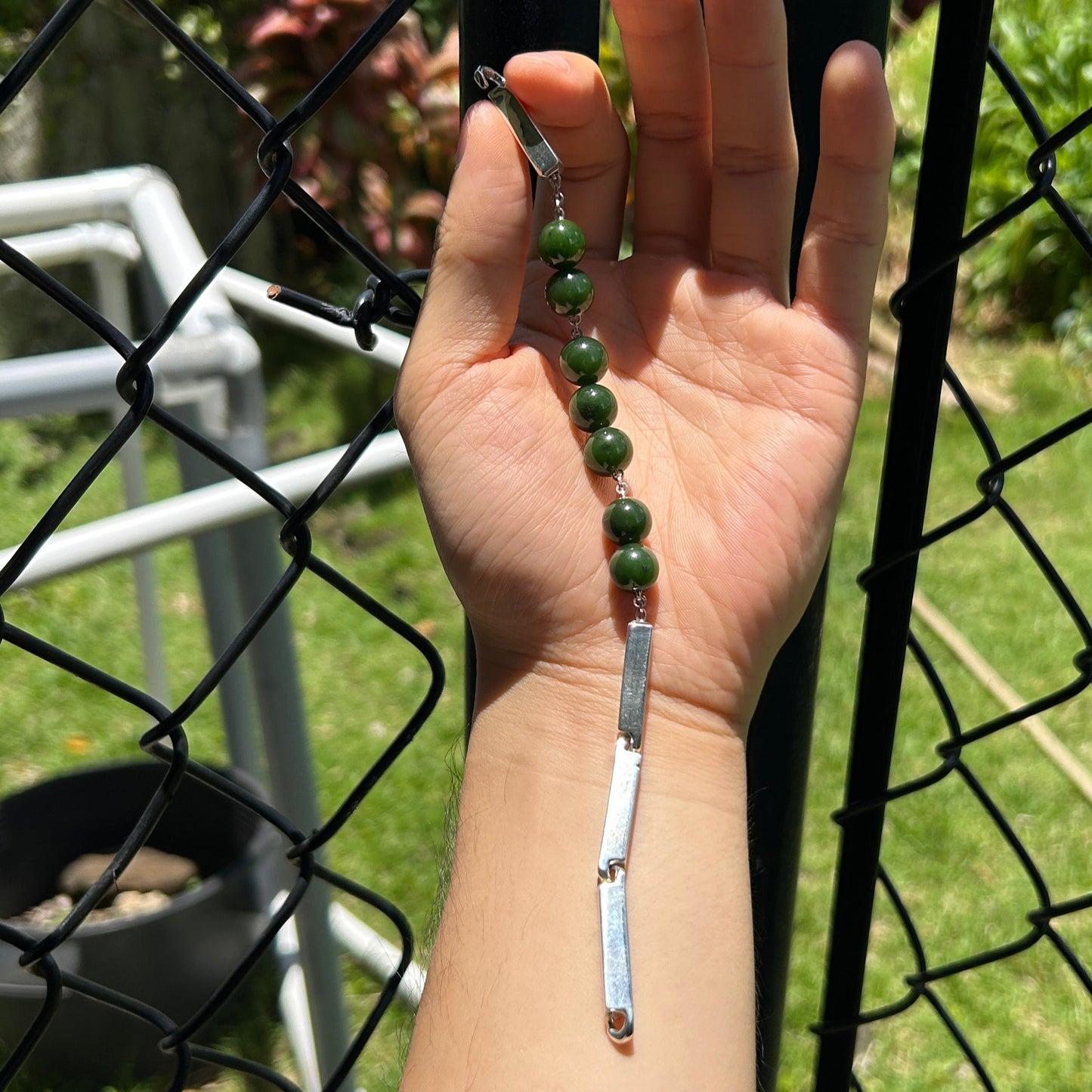 2-3-2 Bead Jade bracelet Size 8 inches