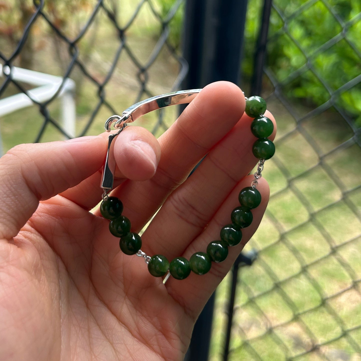Reworked Jade half curve bracelet Size 7.75 inches