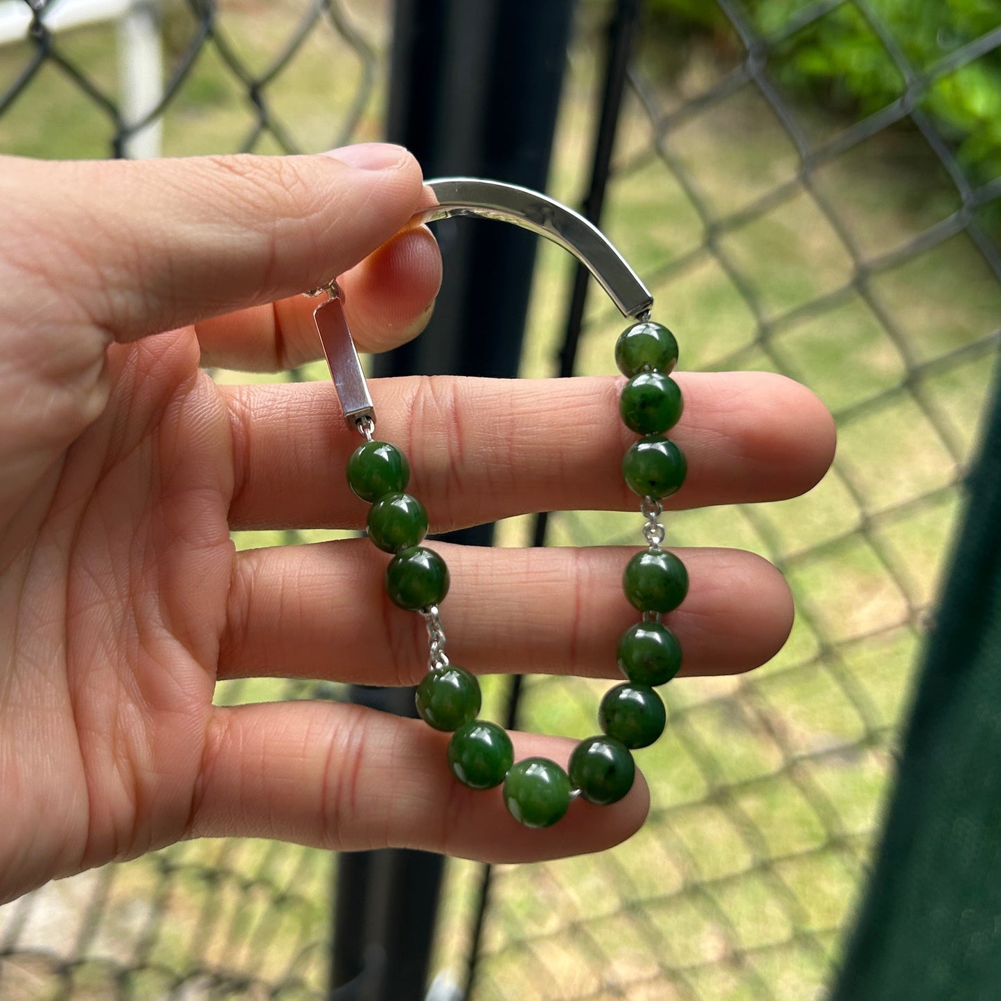 Reworked Jade half curve bracelet Size 7.75 inches