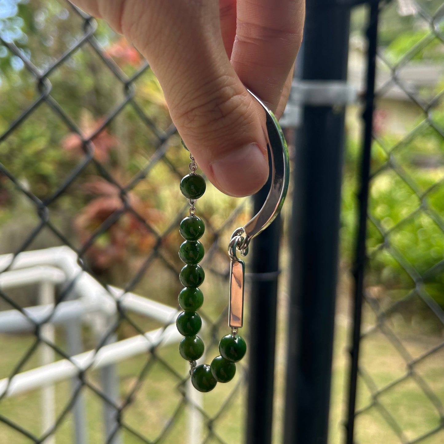 Reworked Jade half curve bracelet Size 7.75 inches