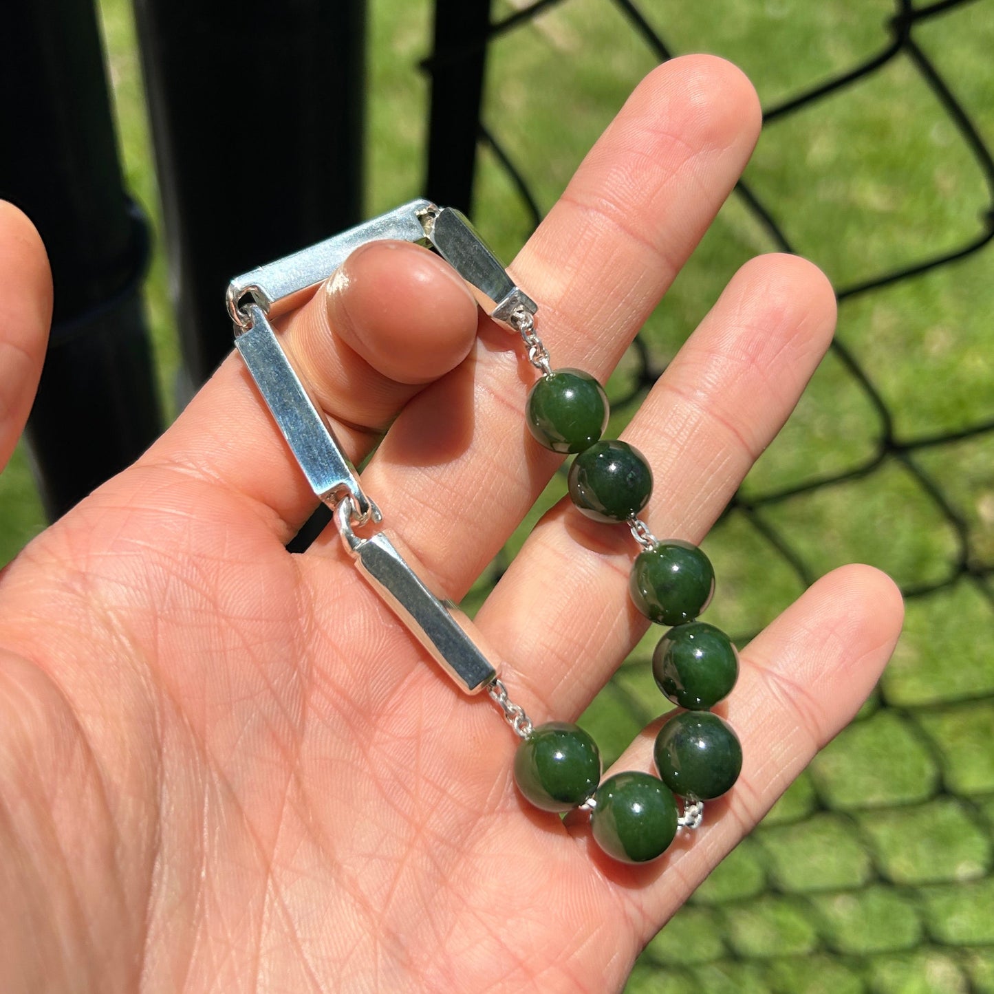 2-3-2 Bead Jade bracelet Size 8 inches