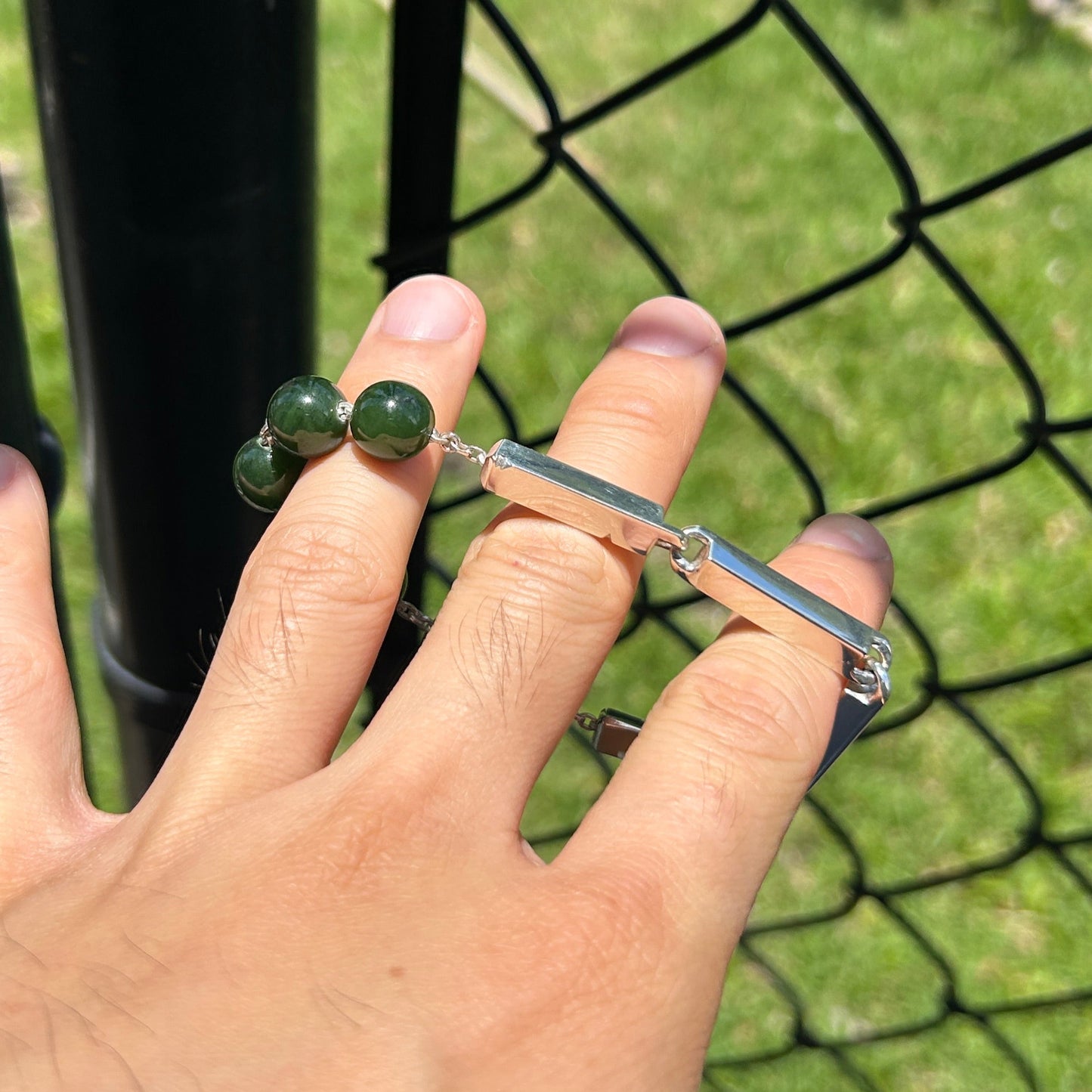 2-3-2 Bead Jade bracelet Size 8 inches