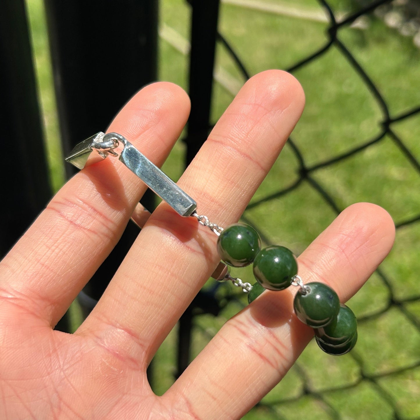 2-3-2 Bead Jade bracelet Size 8 inches