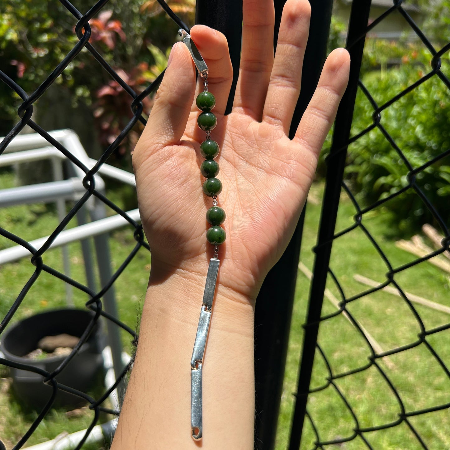 2-3-2 Bead Jade bracelet Size 8 inches