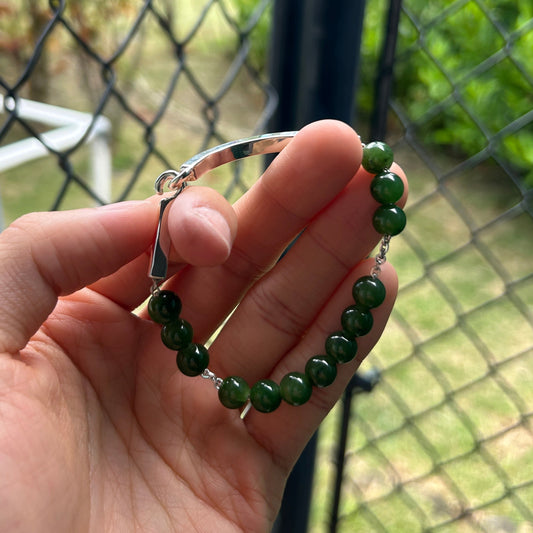 Reworked Jade half curve bracelet Size 7.75 inches